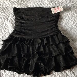 CC Boutique Sparkling Black Ruffle Mini Dress